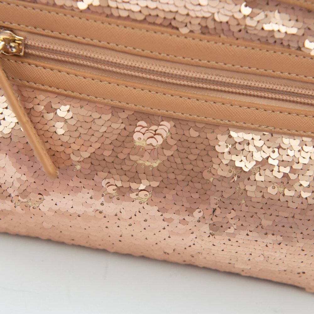 Sharif Sequin Crossbody Chain Faux Leather Strap Purse Clutch Metallic Gold - Picture 7 of 11